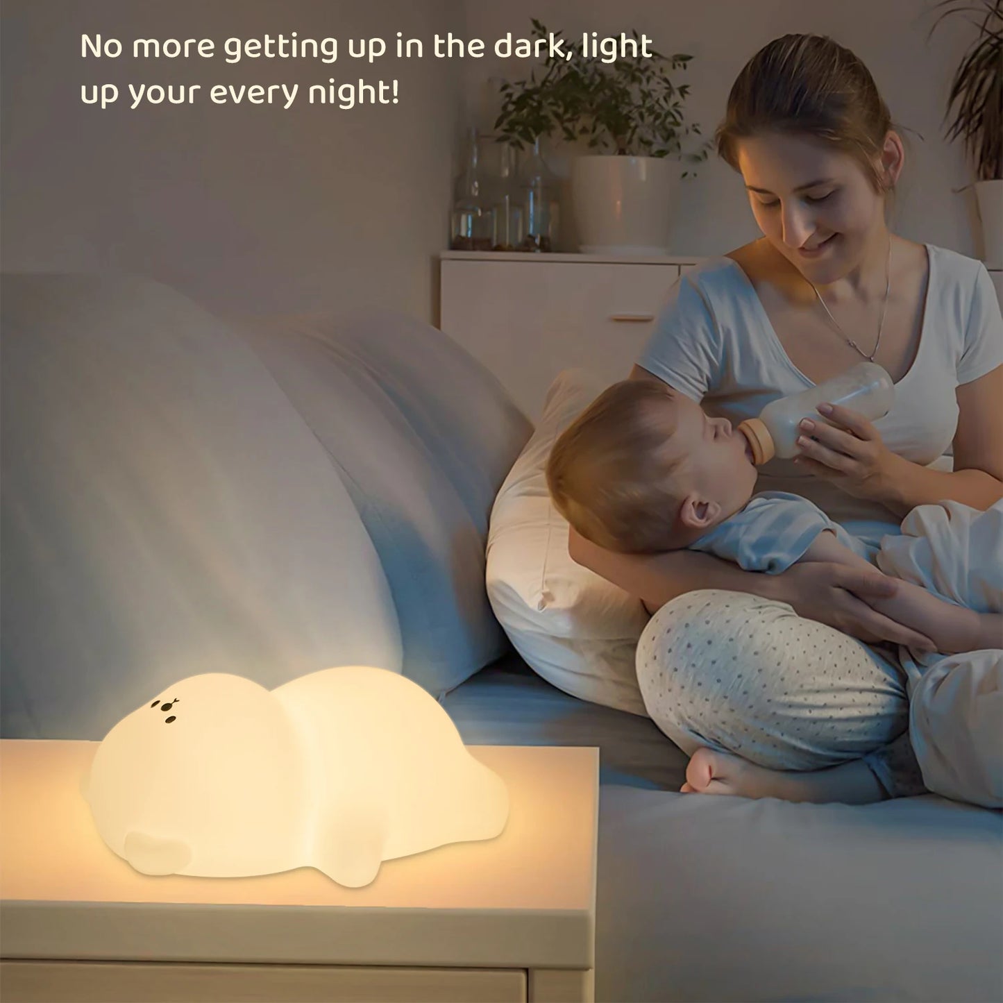 Cute Silicone Night Lamp Lying Flat Bear Desktop Decorative