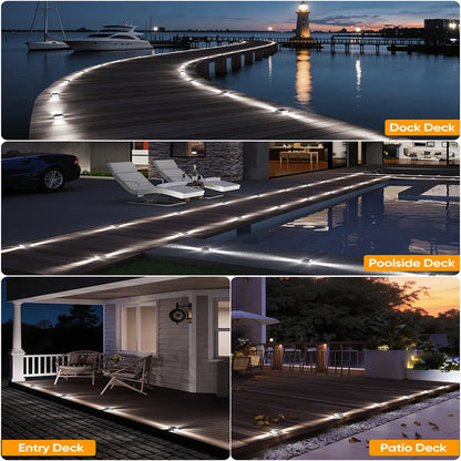 Solar Deck Lights Outdoor Warm White Driveway Lights
