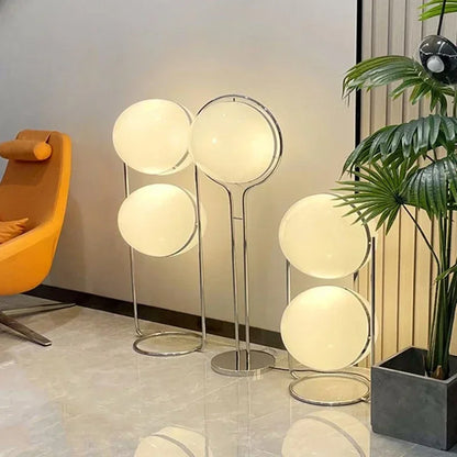 Nordic Floor Lamp Chrome Metal White Acrylic Ball Lamp