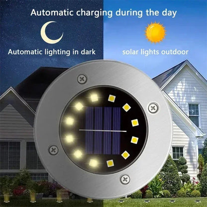 Solar Lights Outdoor 8/20LEDs Disk Underground Lamp Spotlight
