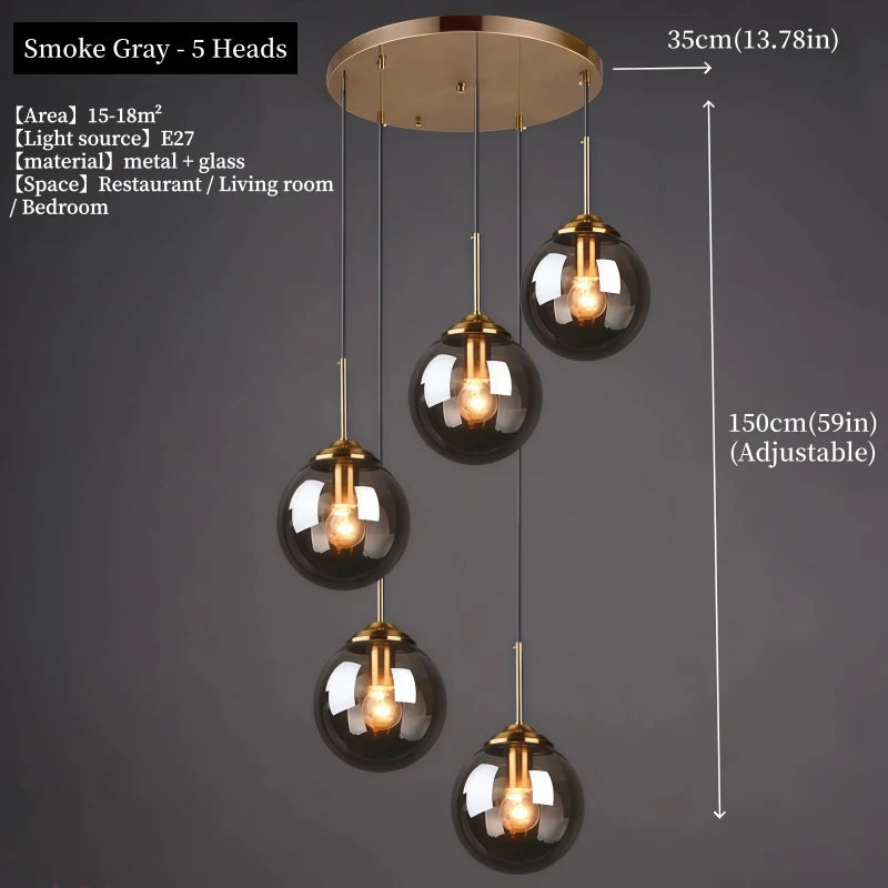 Modern Luxury Metal Chandelier Nordic Creative LED Glass