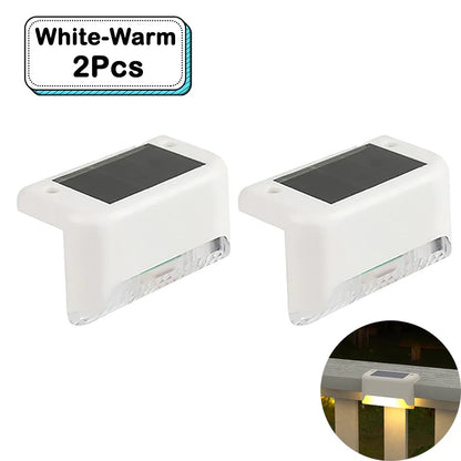 Outdoor Solar Step Lights Warm White LED Waterproof Stair Path Lighting