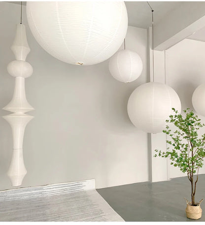 Nordic Wabi Sabi Wind Rice Paper Led Pendant Lights
