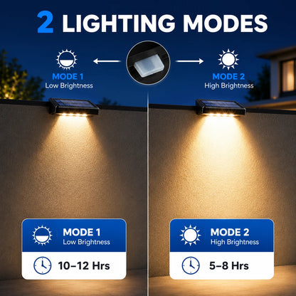 2 Pack Solar Wall Lights 4 LED Solar Fence Lights Outdoor