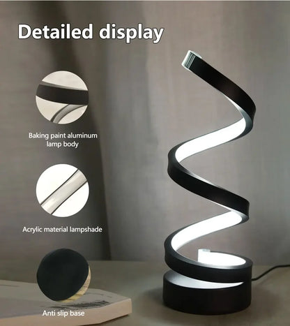 LED Night Light Spiral Table Lamp Modern Bedside Lamps