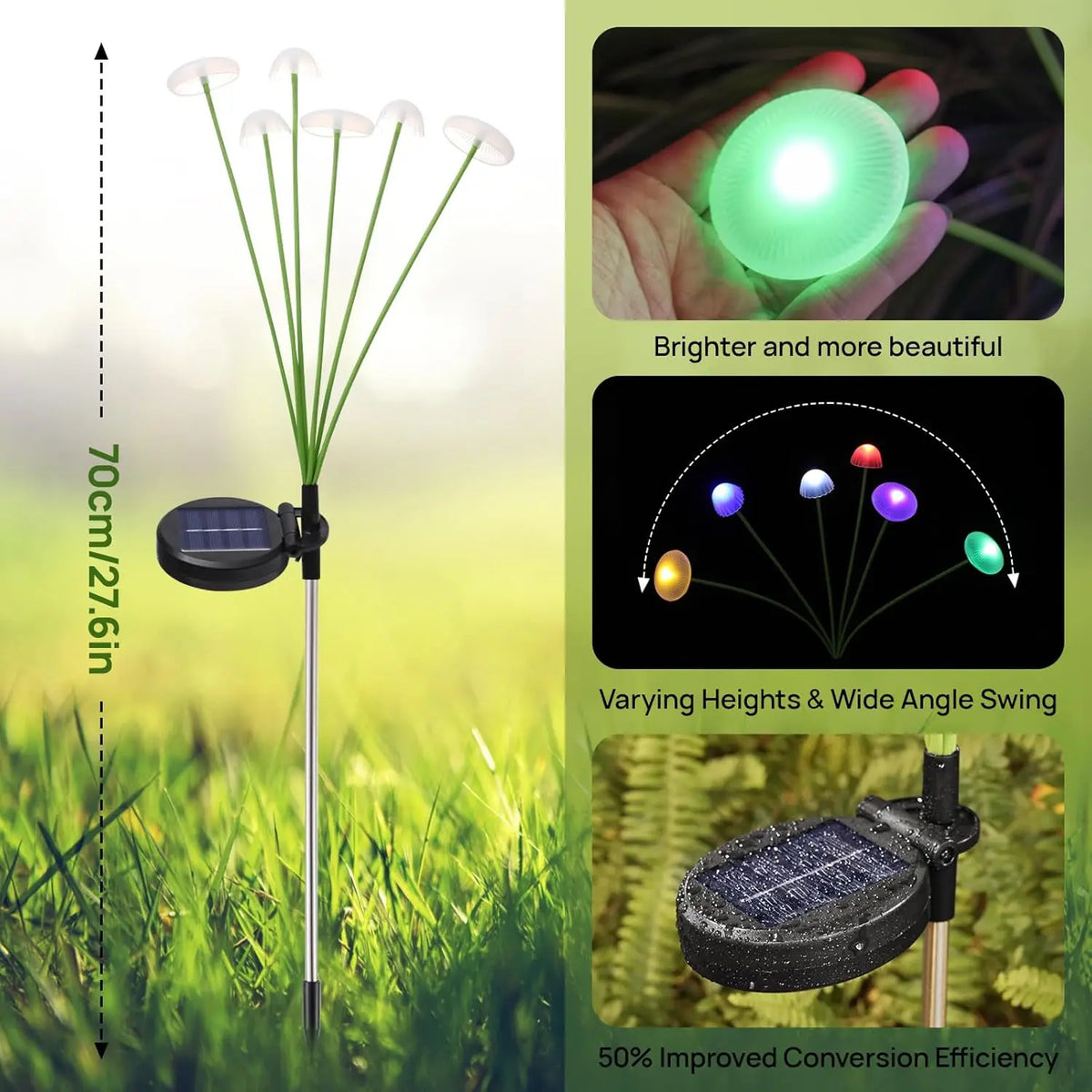1pc Solar Mushroom Lights Dual Mode LED Waterproof Outdoor