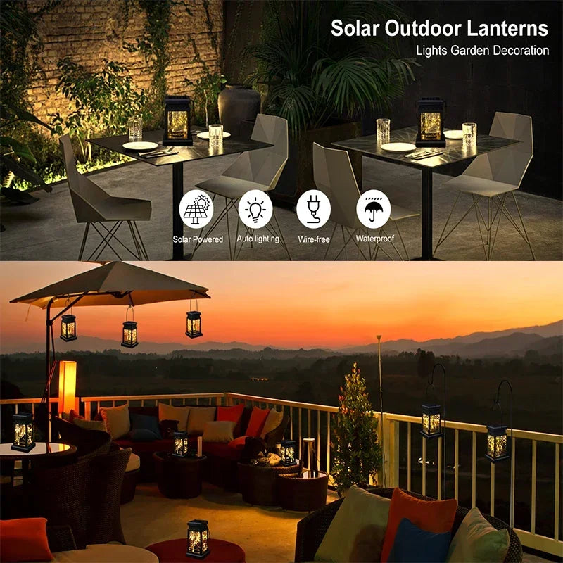 1~3 Pack Solar Lights Outdoor Hanging Lanterns  LED String Lamp