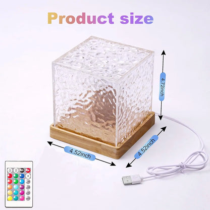Dynamic Rotating Water Projector Night Light Flame Crystal Lamp Ocean Light