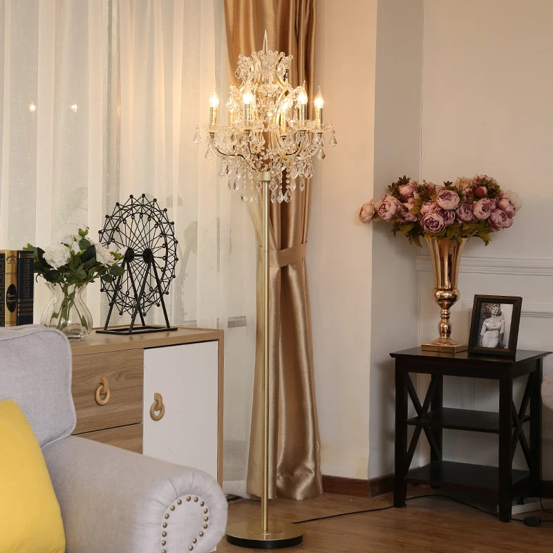 Luxury Crystal Floor Lamp Living Room Bedroom Bedside Lamp