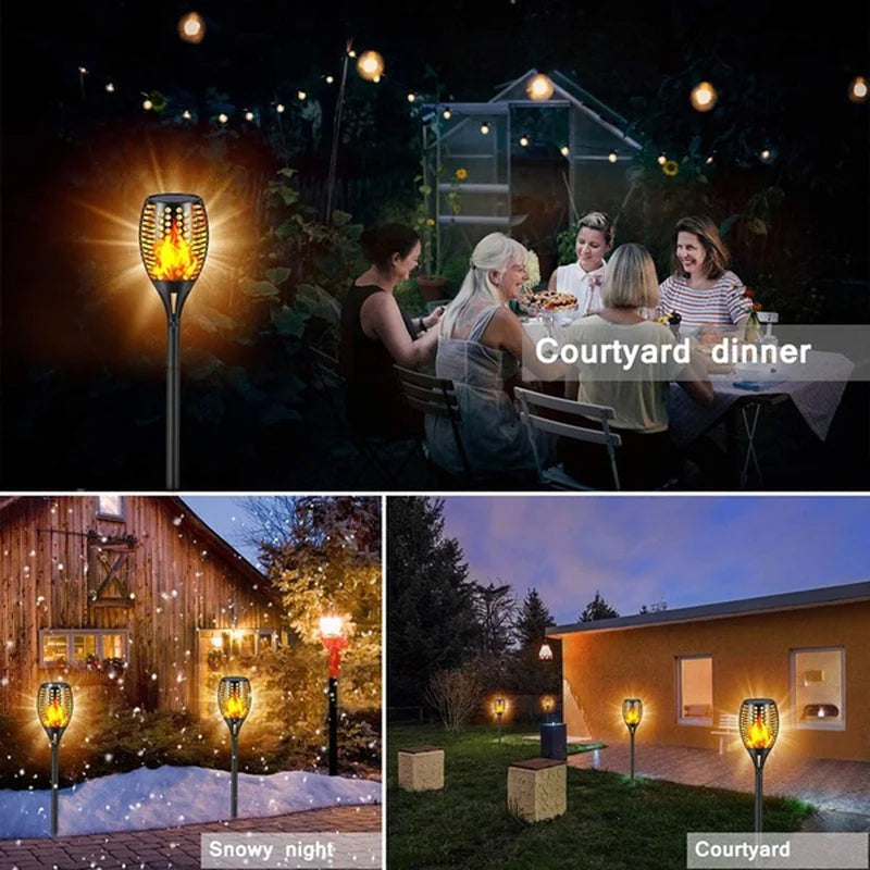 Solar Flame Torch Lights Flickering Light Waterproof Garden Decoration