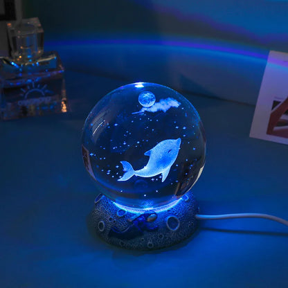 New Crystal Ball Night Light Ornament Luminous Resin Base Glass