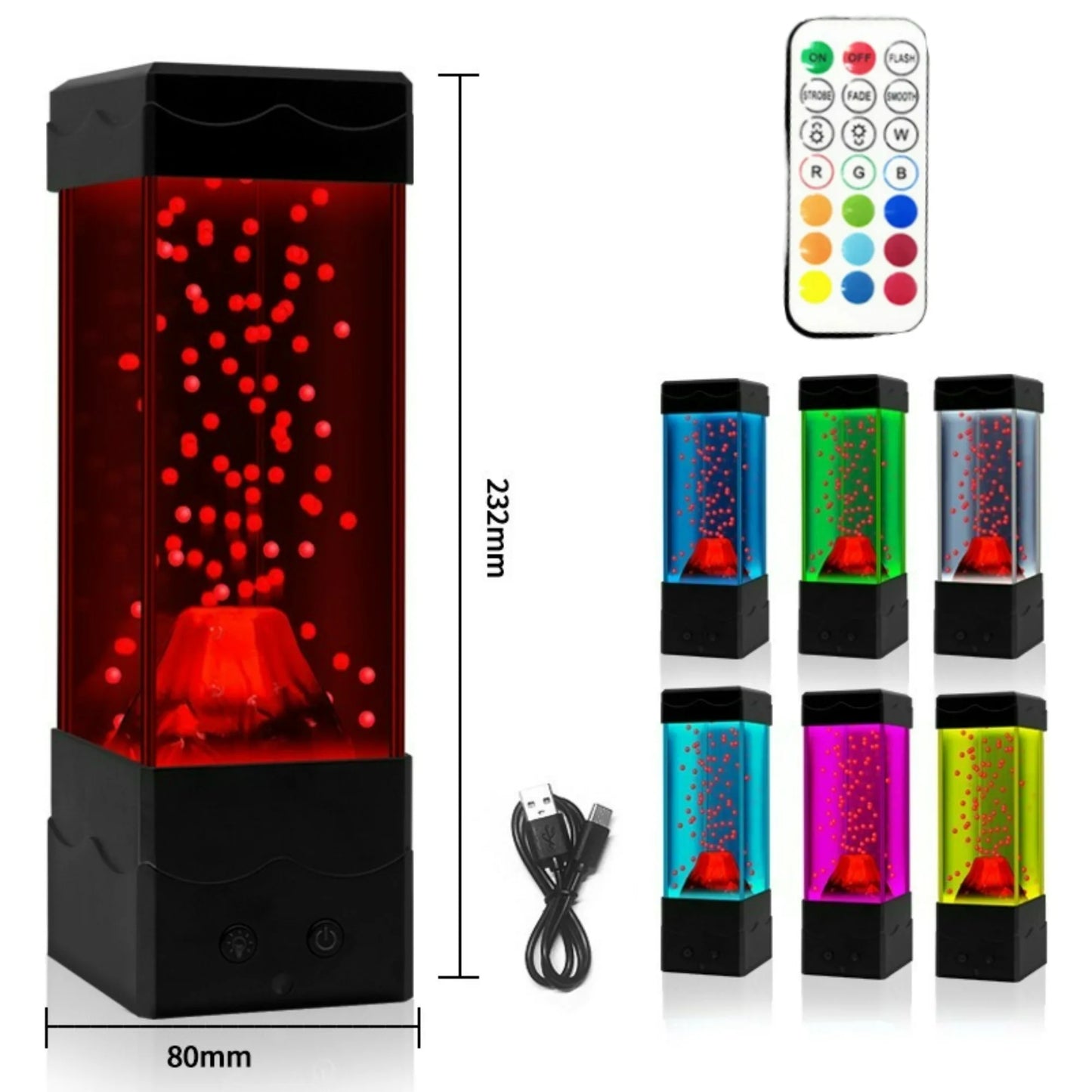 LED Lava Volcano Lamp with Remote Control RGB Light