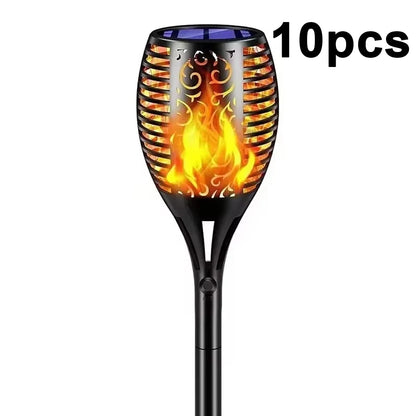Solar Garden Flame Lights Flickering Flame Lamp Outdoor Lawn Light