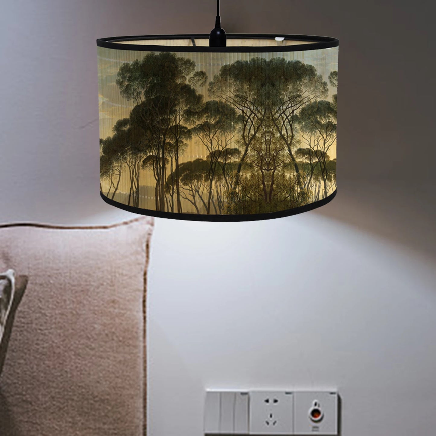 Retro Style Flower Printing Lampshade Japanese Style