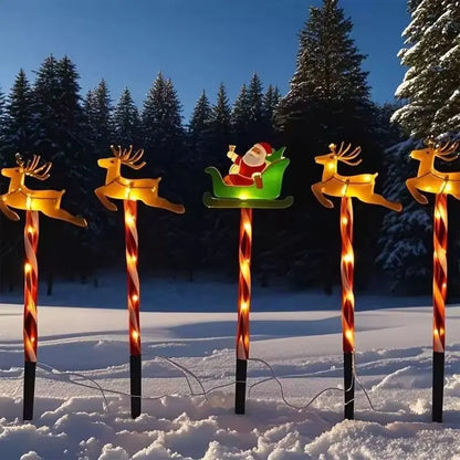 5 Pieces /Set LED Solar Christmas Santa Claus&Reindeer Garden Lights