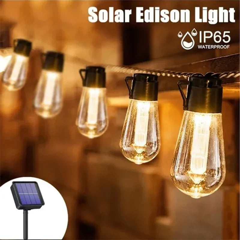 1Pack Outdoor Solar String Lights LED IP65 Waterproof Retro Vintage Bulb