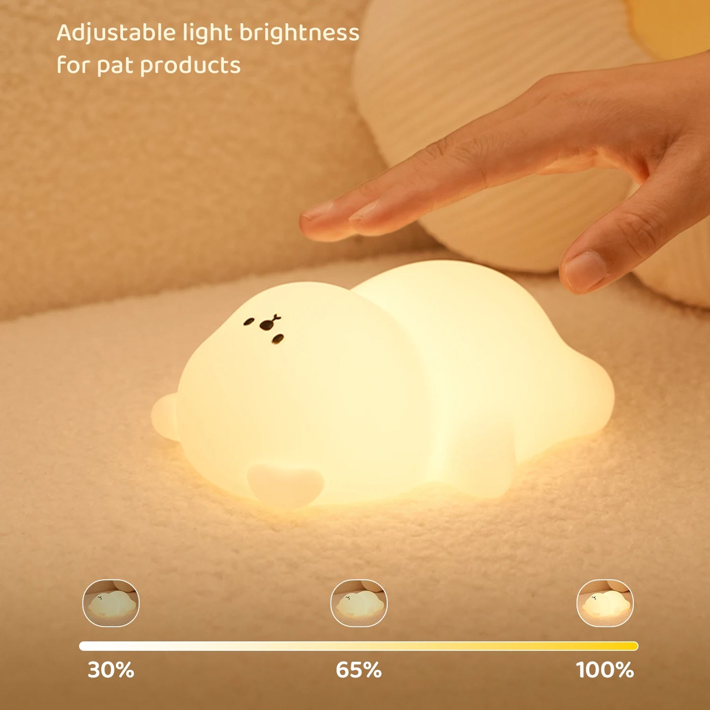 Cute Silicone Night Lamp Lying Flat Bear Desktop Decorative