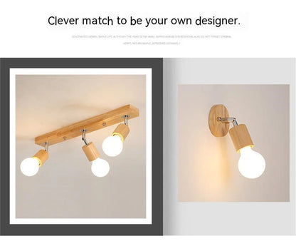 Wooden Spotlights Surface Mounted Household LED Rotating