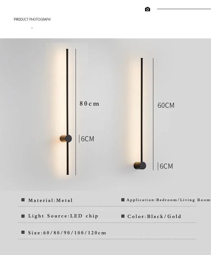 Nordic Art Design Minimalist Long Line Wall Lamps Modern