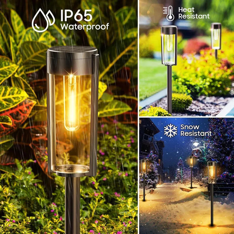 6Pack Retro Solar Pathway Lights Outdoor Waterproof Lighting