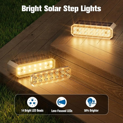 14LED 2PACK Solar Step Lights Outdoor Waterproof LED Solar