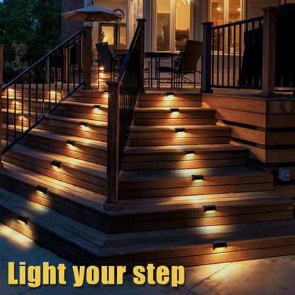 Outdoor Solar Step Lights Warm White LED Waterproof Stair Path Lighting