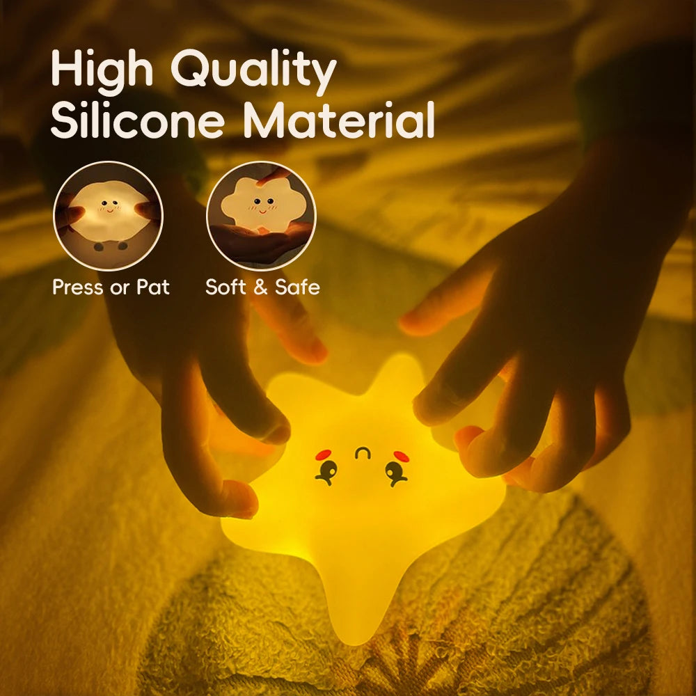 Silicone Star Moon Night Light Rechargable Sleeping Wall