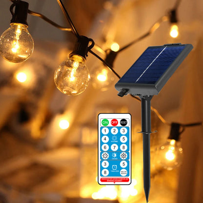 Solar String Lights Outdoor with Remote LED Shatterproof Bulbs