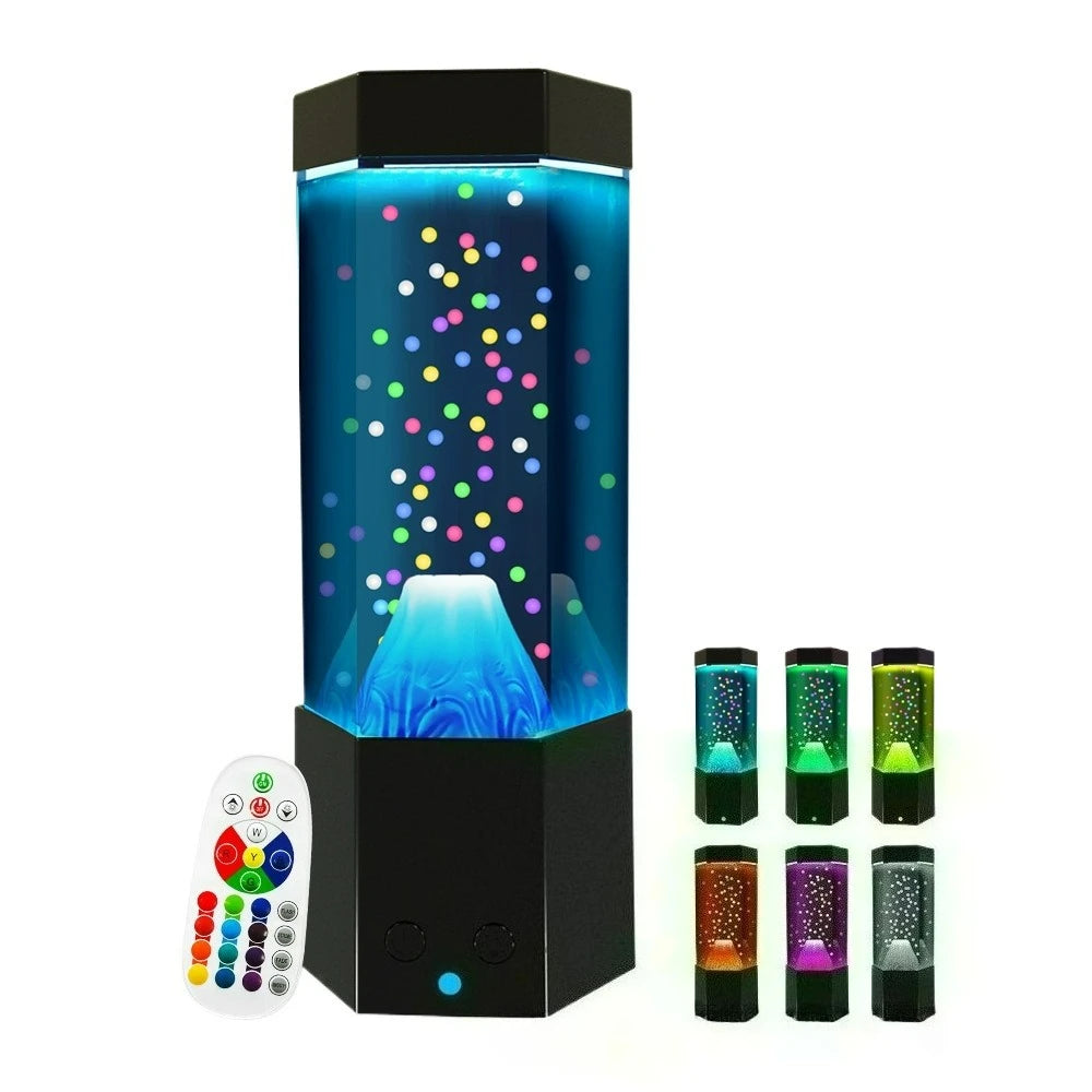 LED Lava Volcano Lamp with Remote Control RGB Light