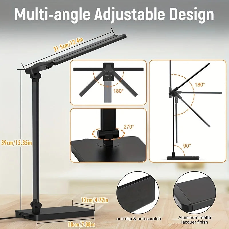 Double Head LED Desk Lamp Dual Swing-arm Table Lamp