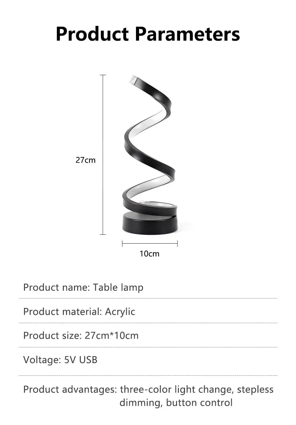 LED Night Light Spiral Table Lamp Modern Bedside Lamps