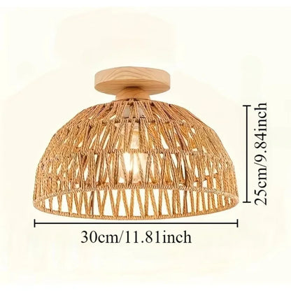 1pc Handwoven Rattan Lamp Chandeliers - Semi-Flush Mount