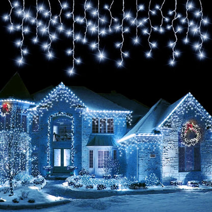 Christmas Lights Outdoor Waterproof Solar Curtain Icicle Lights