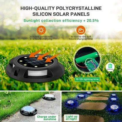 Solar Lights Outdoor 12LEDs Disk Underground Lamp Yard Decoration