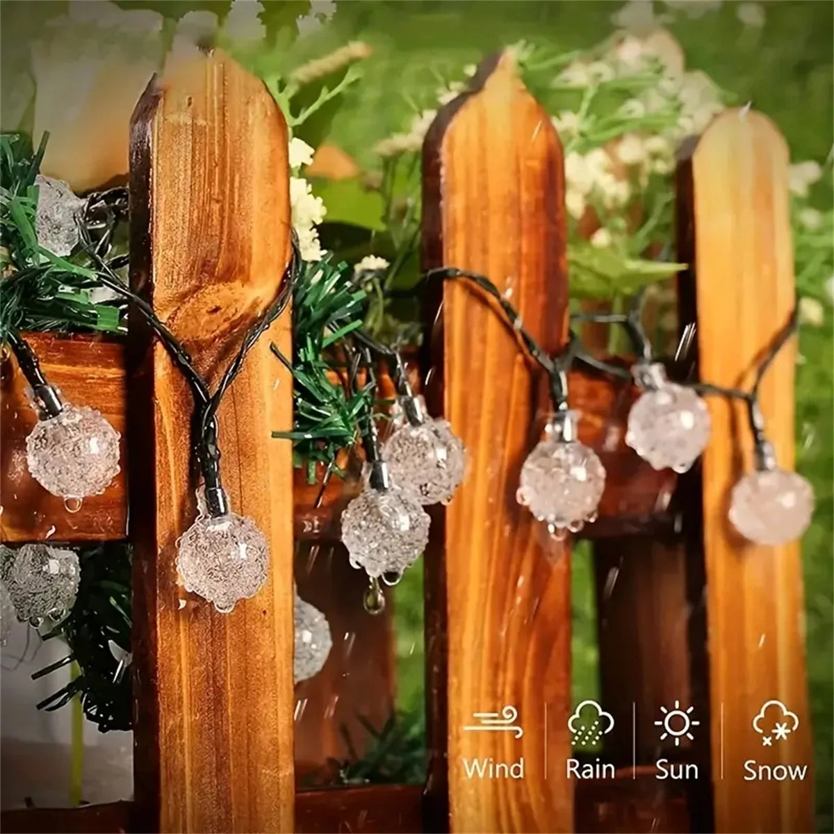 Solar Bubble Ball String Light Outdoor Lighting Waterproof 8 Functions