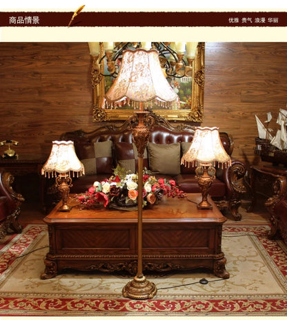 European Luxury Floor Lamp Retro Home Living Room Lamp