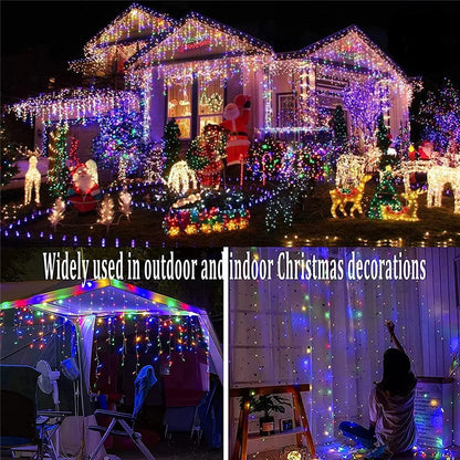 Solar Curtain Icicle Light 3.5M Eaves Outdoor Fairy String Lights