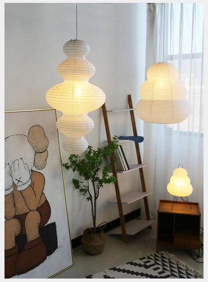 Nordic Wabi Sabi Wind Rice Paper Led Pendant Lights