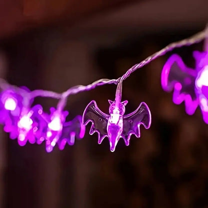 59.06inch 10 Lights, 3m 20 Lights Purple Bat Halloween Decoration