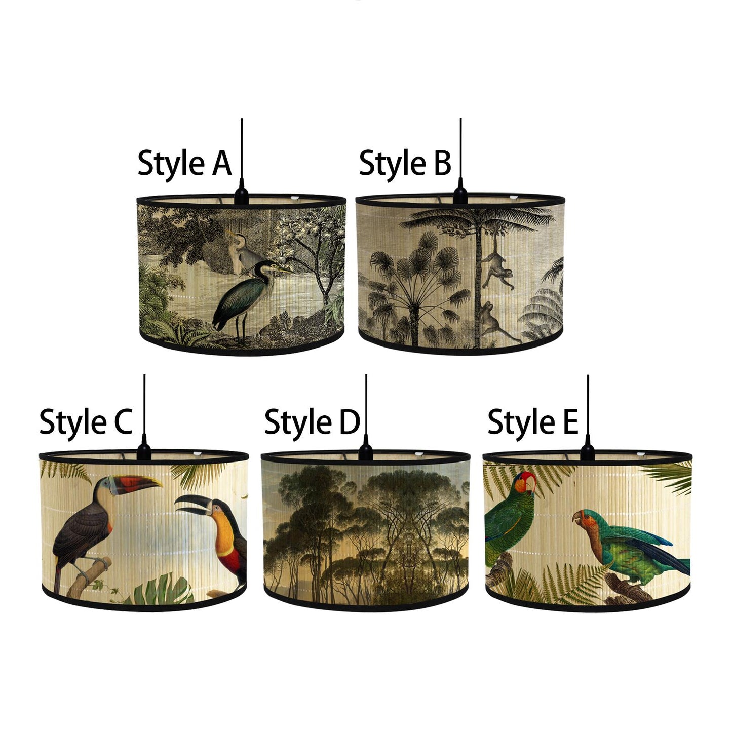 Retro Style Flower Printing Lampshade Japanese Style