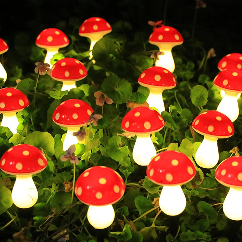 LED Solar Landscape Ground Lights Cute RED Mushroom