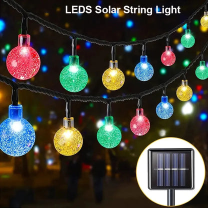 Solar Bubble Ball String Light Outdoor Lighting Waterproof 8 Functions