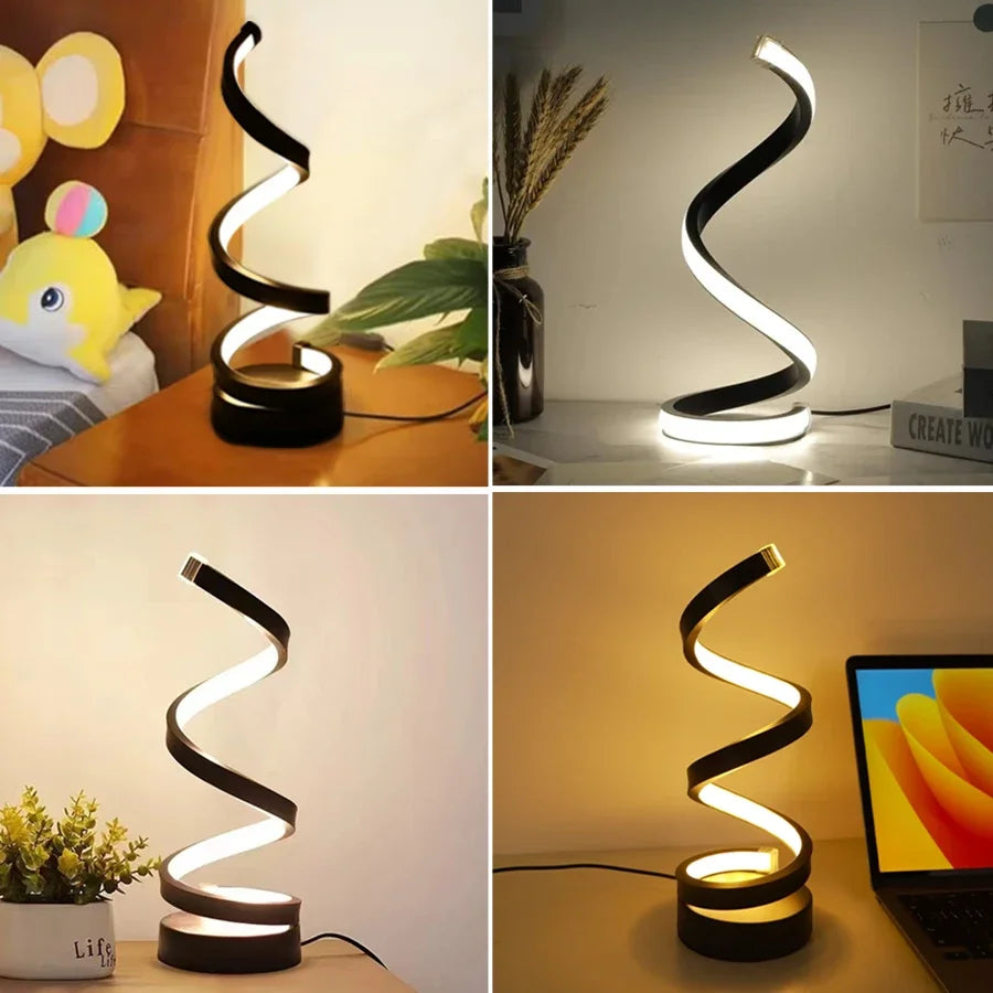 LED Night Light Spiral Table Lamp Modern Bedside Lamps