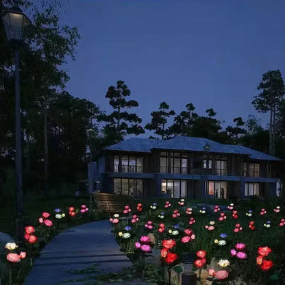 LED Solar 5-heads Rose Flower Outdoor Summer Lawn Lamp