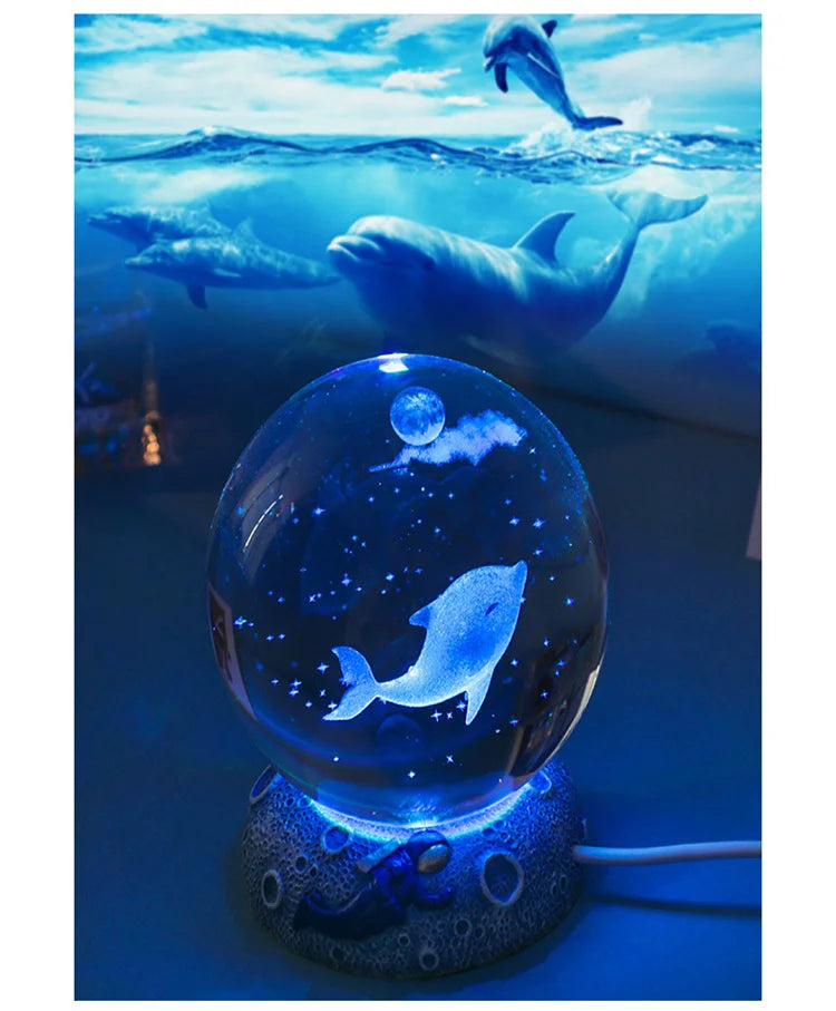 New Crystal Ball Night Light Ornament Luminous Resin Base Glass