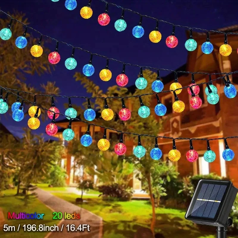 Solar Bubble Ball String Light Outdoor Lighting Waterproof 8 Functions