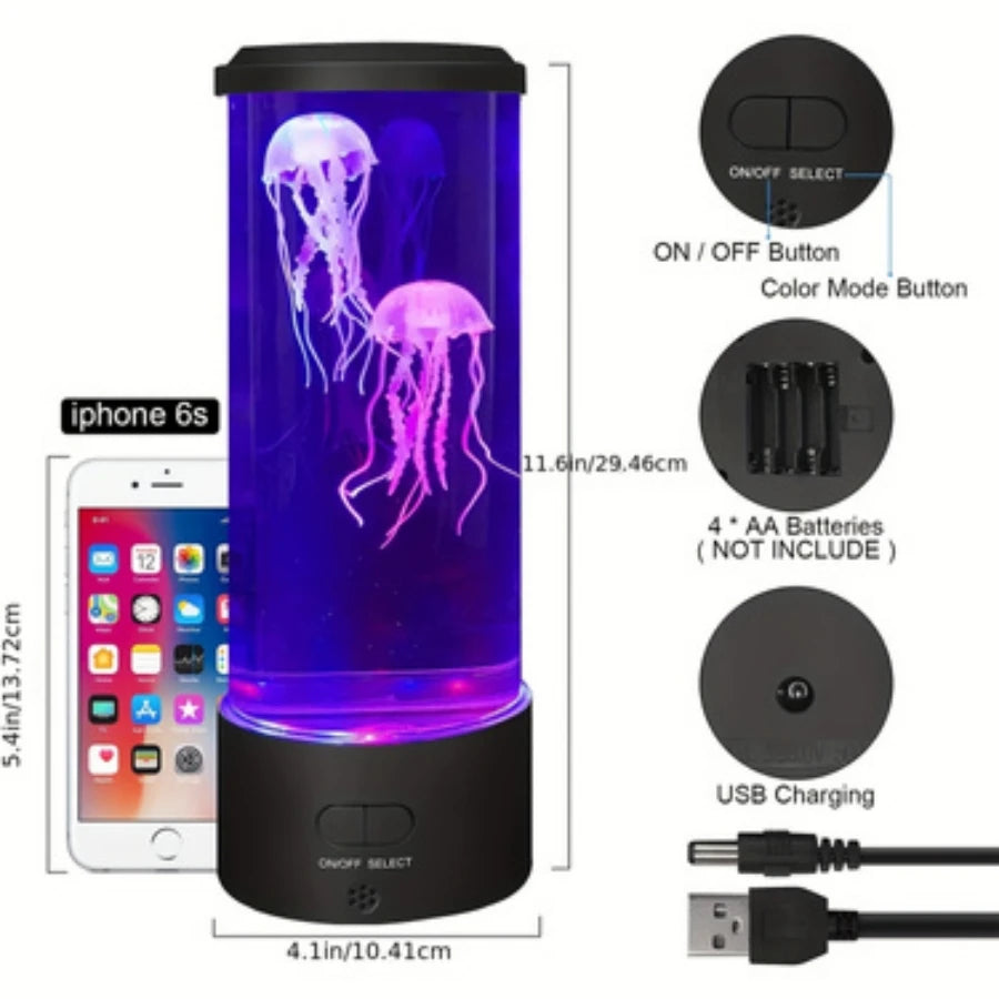 Remote Control Simulated Jellyfish Cylindrical Quiet Light