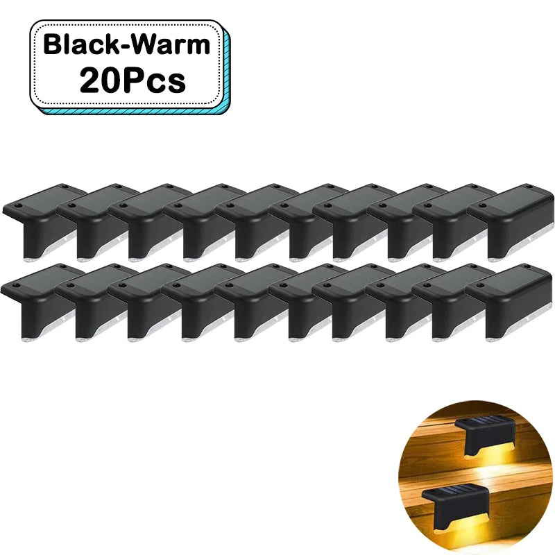 Outdoor Solar Step Lights Warm White LED Waterproof Stair Path Lighting