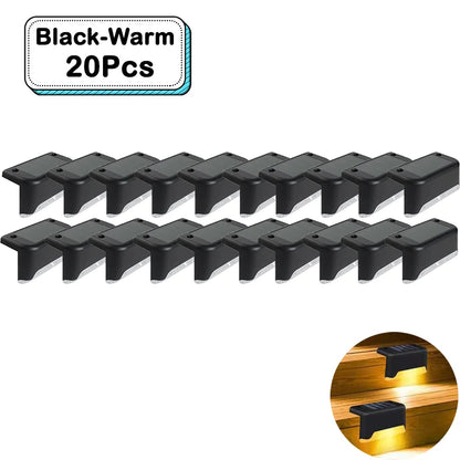 Outdoor Solar Step Lights Warm White LED Waterproof Stair Path Lighting