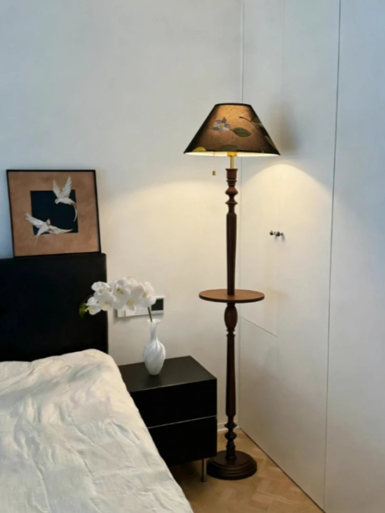 French Retro Solid Wood Floor Lamp Living Room Standing Lamp